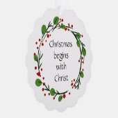 Christelijke kerstscripts ornament kaart (Rechts)
