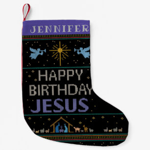 Christelijke Kersttrui Happy Birthday Jesus Kleine Kerstsok