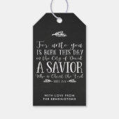 Christelijke kersttypografie Chalkboard Holiday Cadeaulabel (Voorkant)