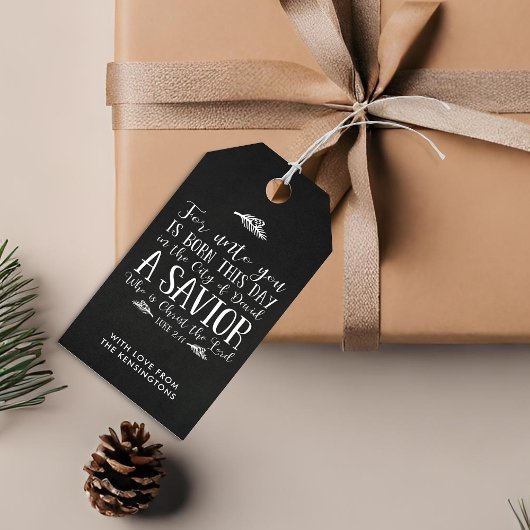 Christelijke kersttypografie Chalkboard Holiday Cadeaulabel