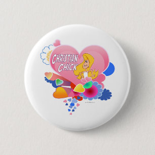 Christelijke kip ronde button 5,7 cm