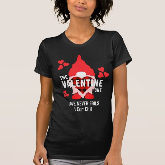 Christelijke Koppels VALENTIJN GNOME Rode Harten T-shirt (Voorkant)