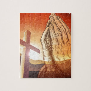 Christelijke kruis Praying Hands Legpuzzel