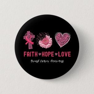 Christelijke kruisbloemige roze hart borstkanker A Ronde Button 5,7 Cm