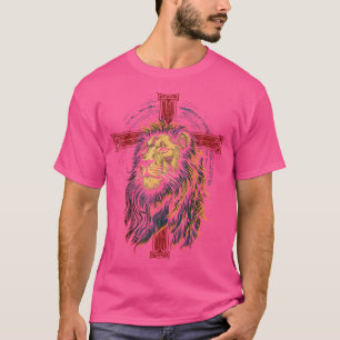 Christelijke Kruisleeuw van Juda religieus geloof  T-shirt