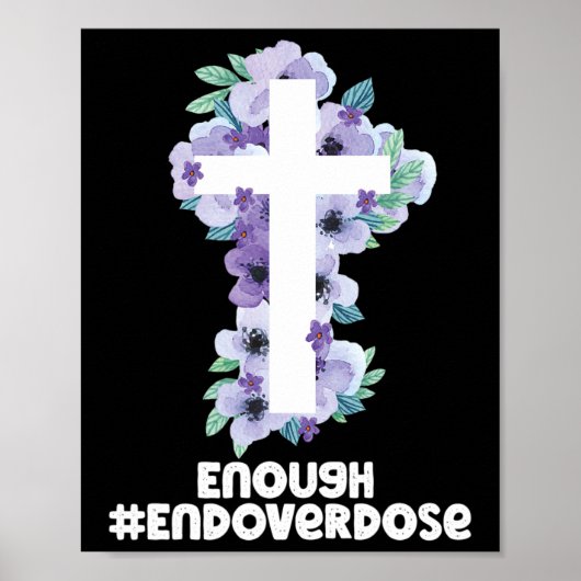 Christelijke kruisoverdosis Paarse ribbon overdosi Poster (Voorkant)