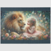 Christelijke kunst decoupage voor leeuwen en meisj tissuepapier (Voorkant)