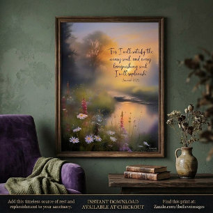 Christelijke kunst met wilde bloemen aanvullen poster