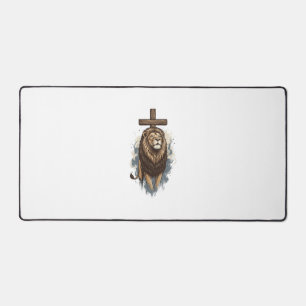 Christelijke Leeuw en Kruis Vintage Bureaumat