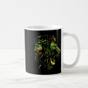Christelijke Leeuw Jezus Kroon Camo Gelovig Design Koffiemok