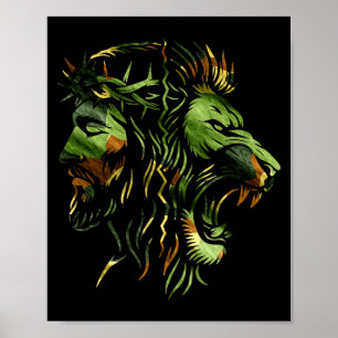Christelijke Leeuw Jezus Kroon Camo Gelovig Ontwer Poster