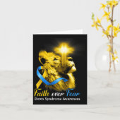 Christelijke leeuwen kruisen geloof over angst-oml kaart (Gele Bloem)