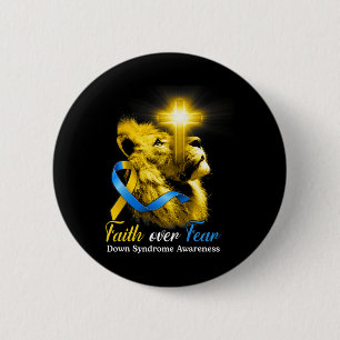 Christelijke leeuwen kruisen geloof over angst-oml ronde button 5,7 cm