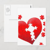 Christelijke liefdeshartenpuzzel briefkaart (Voorkant / Achterkant)