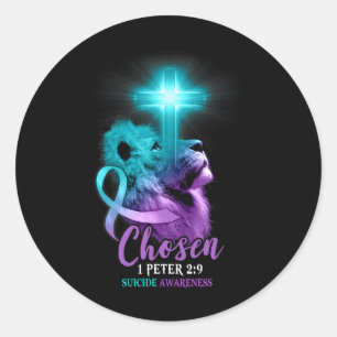 Christelijke lion Cross Religieuze Bijbel Verse Ze Ronde Sticker