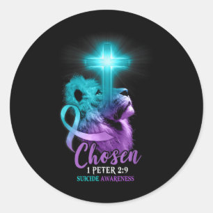 Christelijke lion Cross Religieuze Bijbel Verse Ze Ronde Sticker