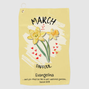 Christelijke MARCH Geboortemaand Bloem Narcis Golfhanddoek