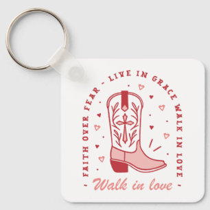 Christelijke meisje citaten lopen in liefde roze e sleutelhanger