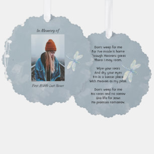 Christelijke Memorial Keepsake Dragonfly White Flo Ornament Kaart