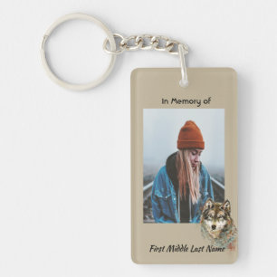 Christelijke Memorial Keepsake Waterverf Wolf Anim Sleutelhanger