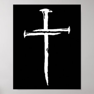 Christelijke Minimalistische Drie Spijkers Kruis R Poster