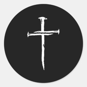 Christelijke Minimalistische Drie Spijkers Kruis R Ronde Sticker