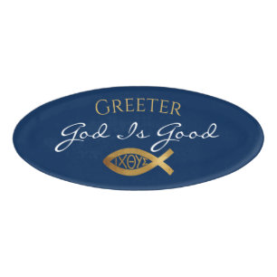 Christelijke Ministerie van Kerk Greeter Ichthys B Naambadge