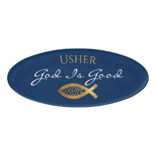 Christelijke Ministerie van Kerk Usher Ichthys Blu Naambadge
