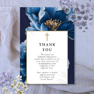 Christelijke Navy Blue viering van het leven begra Bedankkaart