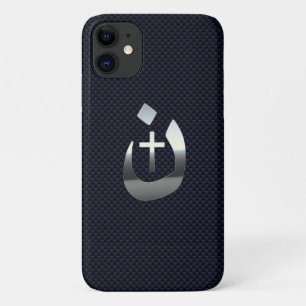 Christelijke nazarene kruissymbolen op blauw iPhone 11 hoesje