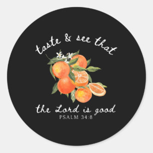Christelijke Oranje Fruitbloem Bijbelvers Tuinman Ronde Sticker