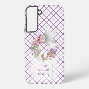 Christelijke Paarse witte lijnmatrix Sweet Pea Samsung Galaxy Hoesje