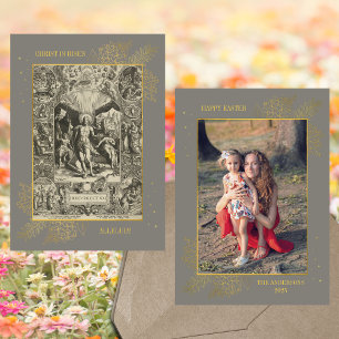 Christelijke paasJezus opstanding Familiefoto Feestdagenkaart