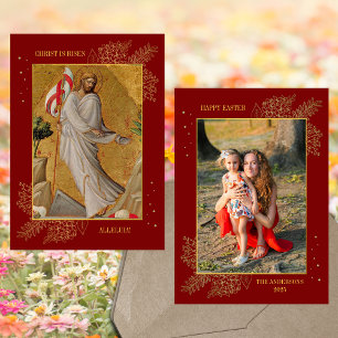 Christelijke paasJezus opstanding Familiefoto Feestdagenkaart