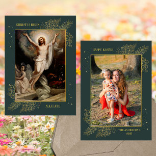 Christelijke paasJezus opstanding Familiefoto Feestdagenkaart