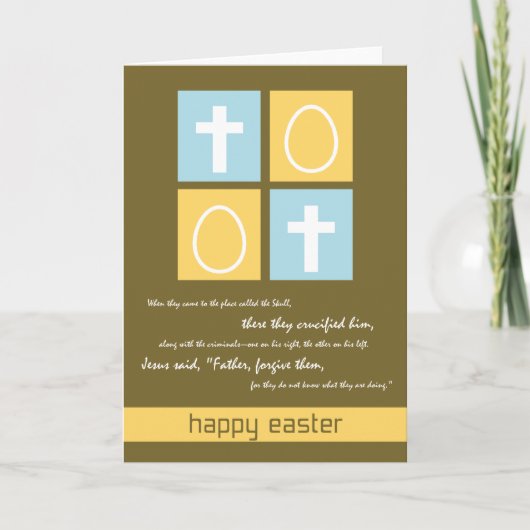 Christelijke Paaskaart ~ Kruis & Eieren Feestdagen Kaart (Voorkant)