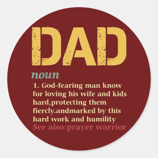 Christelijke pap Definition vaders dag DAD Ronde Sticker (Voorkant)