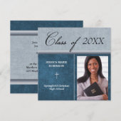 Christelijke Parochial School Foto Afstuderen Blau Kaart (Voorkant / Achterkant)