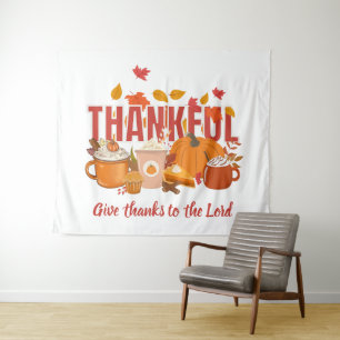Christelijke Pompoen DANKBAAR Gelukkig Thanksgivin Wandkleed