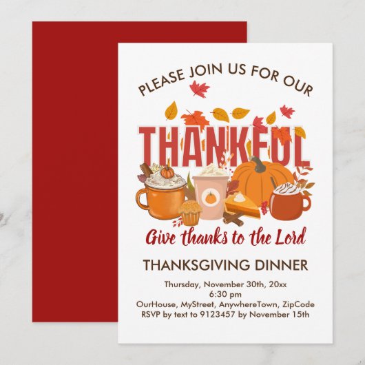 Christelijke Pompoen DANKBARE Thanksgiving Kaart (Voorkant / Achterkant)