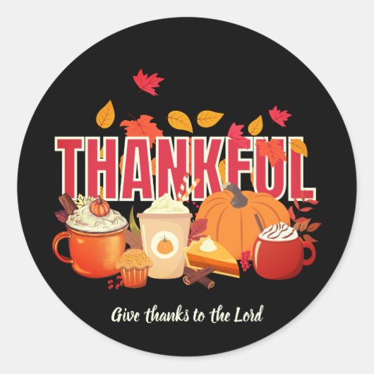Christelijke Pompoen DANKBARE Thanksgiving Ronde Sticker (Voorkant)