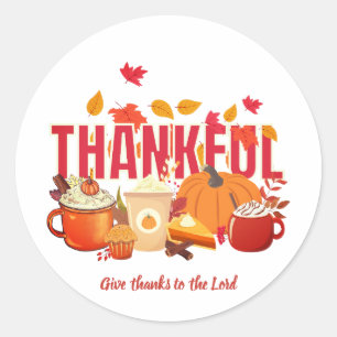 Christelijke pompoen Thanksgiving DANKBAAR Ronde Sticker