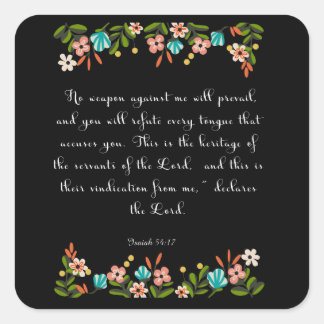 Christelijke prijsopgave - Isaiah 54:17 Vierkante Sticker