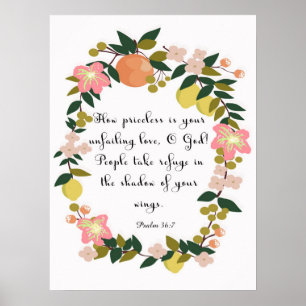 Christelijke prijsopgave - Psalm 36:7 Poster