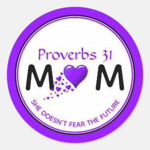 Christelijke PROV 31 MOM Paars hart Moederdag Ronde Sticker