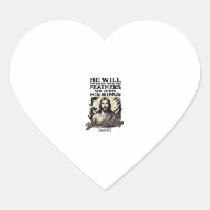 Christelijke Psalm 91_4 Jezus Vintage Gravure Shir Hart Sticker