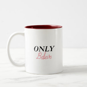 Christelijke quote 'Alleen geloof' minimalistisch  Tweekleurige Koffiemok