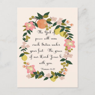 Christelijke Quote Art - Romeinen 16:20 Briefkaart