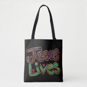 Christelijke Quote ‘Jezus Leeft’ Aangepaste Naam Draagtas