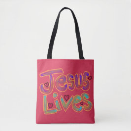 Christelijke Quote ‘Jezus Leeft’ Aangepaste Naam Draagtas